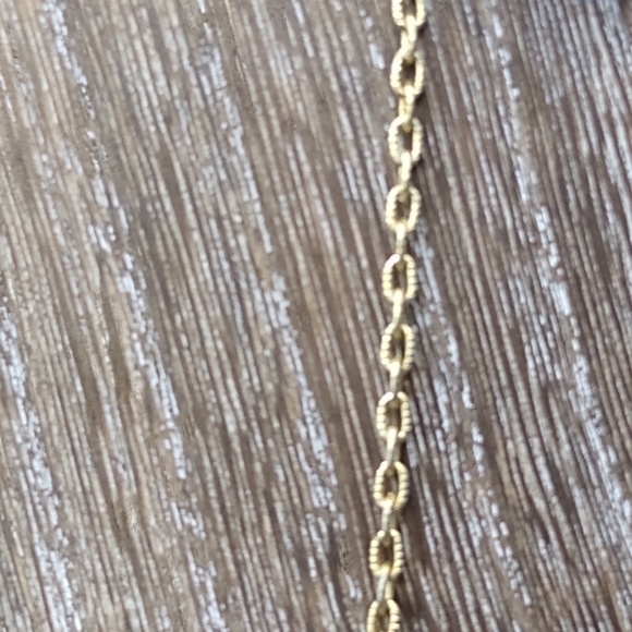 Gold tone Brushed Abstract Dual Link Necklace Vintage - Picture 7 of 13